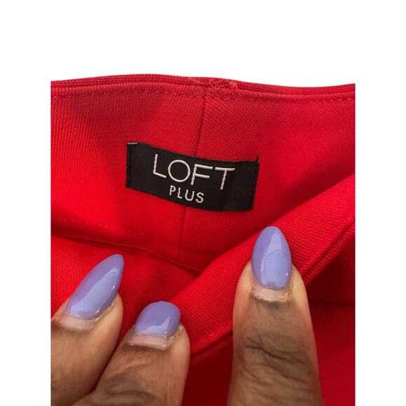 Loft Plus Red Office Work Career Business Marissa Cropped Ankle Pants Size 26 - Picture 3 of 14